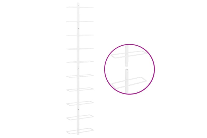 Veggmontert vinstativ for 10 flasker hvit metall - Hvit - Oppbevaring - Hyller - Oppbevaringshylle - Vinstativ & vinhylle