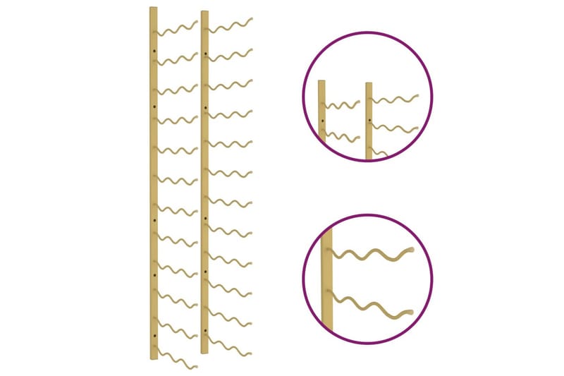 Veggmontert vinstativ for 36 flasker gull jern - Gull - Oppbevaring - Hyller - Oppbevaringshylle - Vinstativ & vinhylle