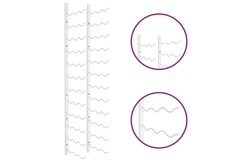Veggmontert vinstativ for 36 flasker hvit jern - Hvit - Oppbevaring - Hyller - Oppbevaringshylle - Vinstativ & vinhylle