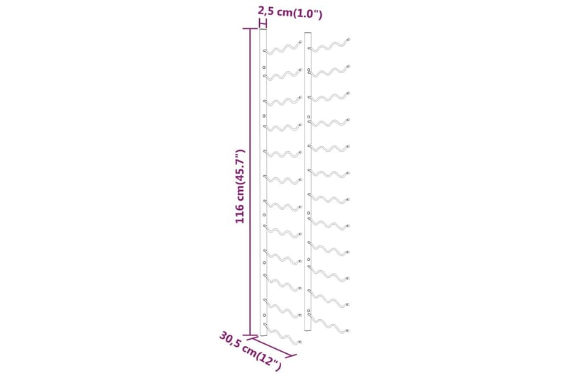 Veggmontert vinstativ for 36 flasker hvit jern - Hvit - Oppbevaring - Hyller - Oppbevaringshylle - Vinstativ & vinhylle