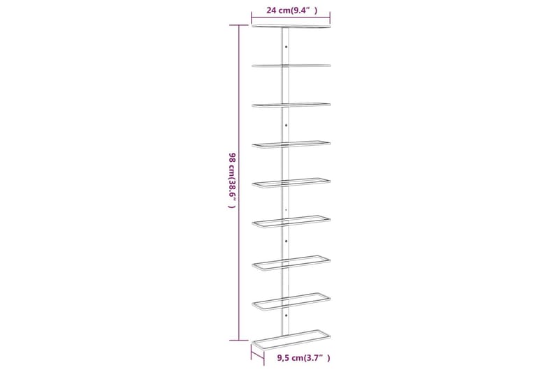 Veggmontert vinstativ for 9 flasker 2 stk gull jern - Gull - Oppbevaring - Hyller - Oppbevaringshylle - Vinstativ & vinhylle