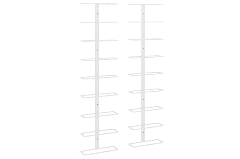 Veggmontert vinstativ for 9 flasker 2 stk hvit jern - Hvit - Oppbevaring - Hyller - Oppbevaringshylle - Vinstativ & vinhylle