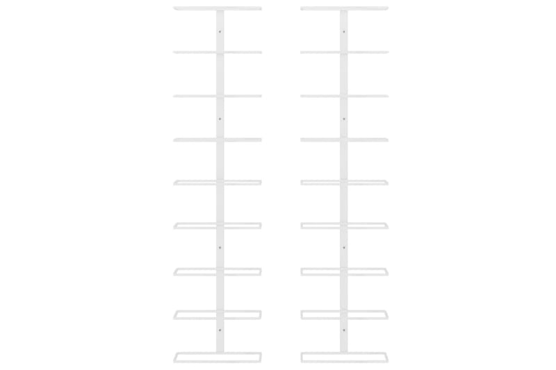 Veggmontert vinstativ for 9 flasker 2 stk hvit jern - Hvit - Oppbevaring - Hyller - Oppbevaringshylle - Vinstativ & vinhylle