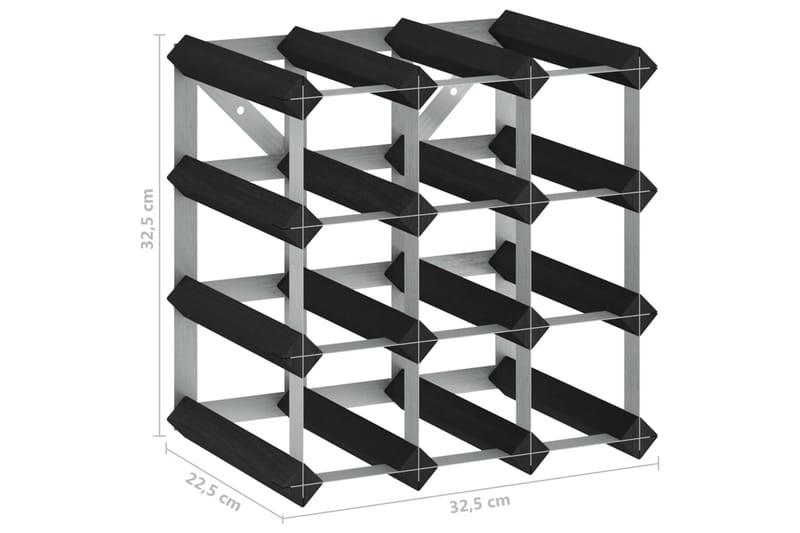 Vinstativ for 12 flasker svart heltre furu - Svart - Oppbevaring - Hyller - Oppbevaringshylle - Vinstativ & vinhylle