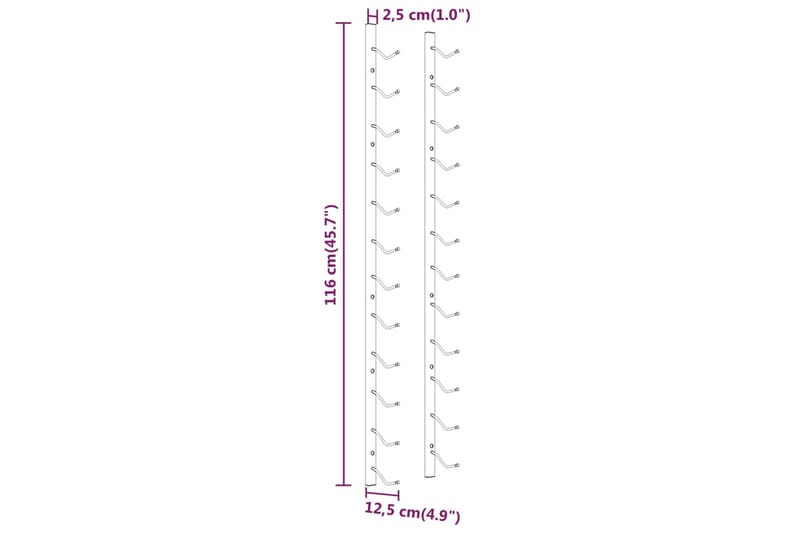 Veggmontert vinstativ for 12 flasker 2 stk gull jern - Gull - Oppbevaring - Hyller - Oppbevaringshylle - Vinstativ & vinhylle