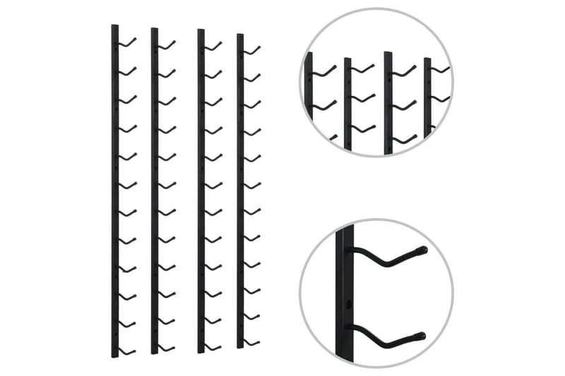 Veggmontert vinstativ for 12 flasker 2 stk svart jern - Svart - Oppbevaring - Hyller - Oppbevaringshylle - Vinstativ & vinhylle