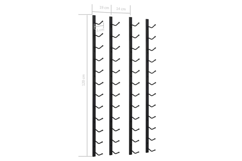 Veggmontert vinstativ for 12 flasker 2 stk svart jern - Svart - Oppbevaring - Hyller - Oppbevaringshylle - Vinstativ & vinhylle