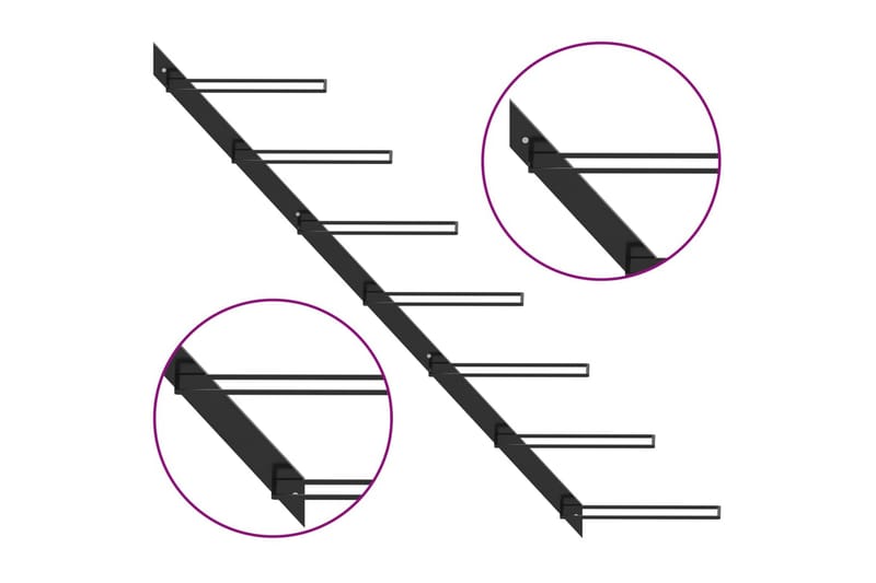 Veggmontert vinstativ for 7 flasker svart metall - Oppbevaring - Hyller - Oppbevaringshylle - Vinstativ & vinhylle