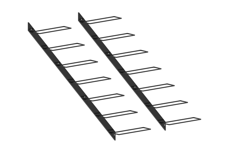 Veggmonterte vinstativer for 14 flasker 2 stk svart metall - Oppbevaring - Hyller - Oppbevaringshylle - Vinstativ & vinhylle