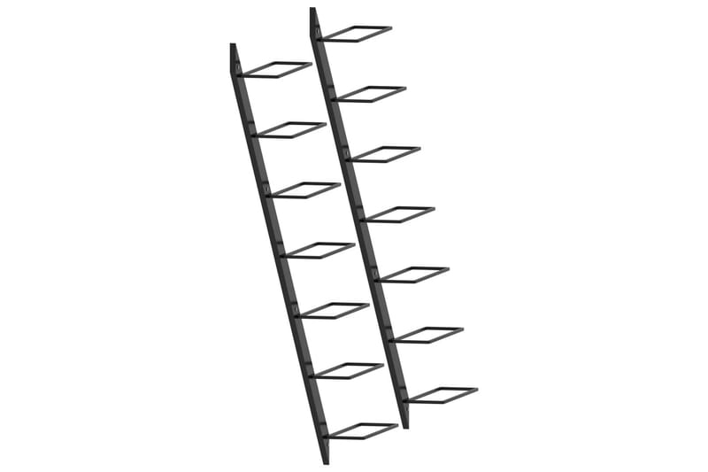 Veggmonterte vinstativer for 14 flasker 2 stk svart metall - Oppbevaring - Hyller - Oppbevaringshylle - Vinstativ & vinhylle