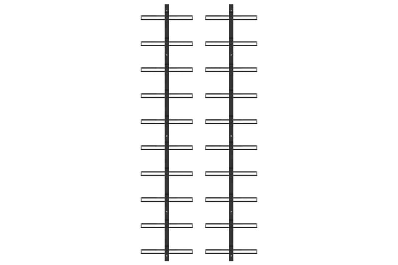 Veggmonterte vinstativer for 20 flasker 2 stk svart metall - Oppbevaring - Hyller - Oppbevaringshylle - Vinstativ & vinhylle