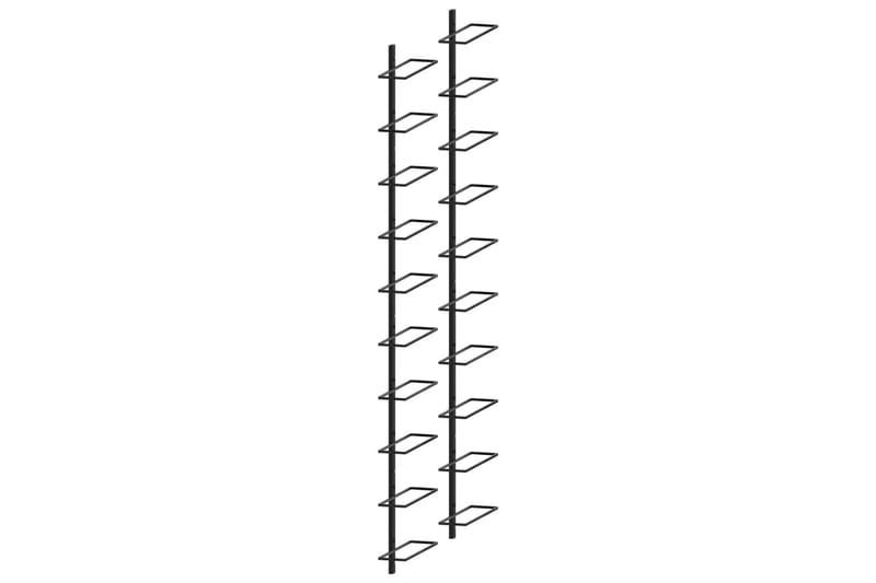 Veggmonterte vinstativer for 20 flasker 2 stk svart metall - Oppbevaring - Hyller - Oppbevaringshylle - Vinstativ & vinhylle