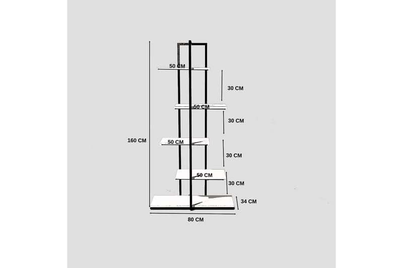 Rusgar Stigehylle 160 cm - Antrasitt - Oppbevaring - Hyller - Stigehylle