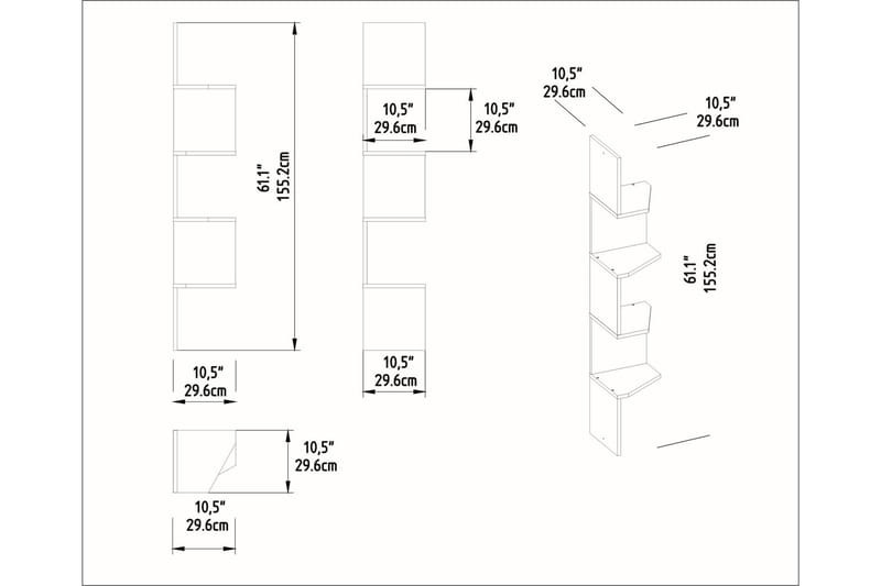 Achnas Vegghylle 30x30 cm 4 Hyller - Mørkebrun - Oppbevaring - Hyller - Vegghylle