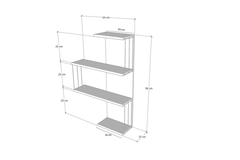 Ansizca Vegghylle 96x65 cm - Hvit/Antrasitt - Oppbevaring - Hyller - Vegghylle