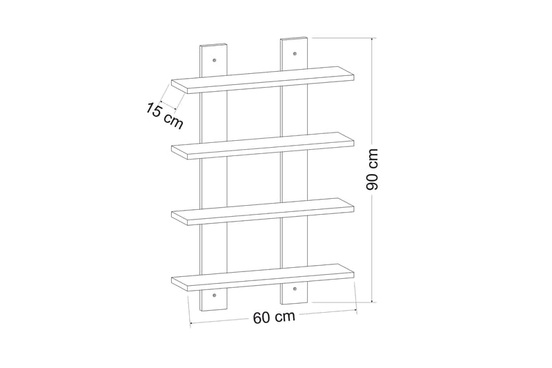 Aposonga Vegghylle 60x16 cm - Hvit - Oppbevaring - Hyller - Vegghylle