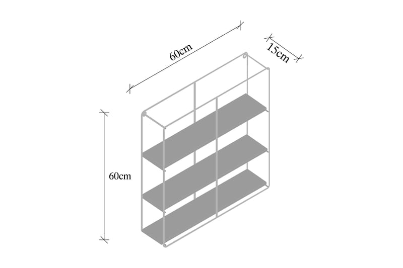 Apricus Vegghylle 60x15 cm 3 Hyller - Oppbevaring - Hyller - Vegghylle