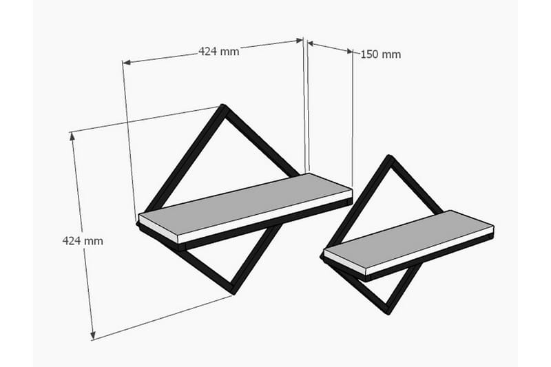 Bourmana Vegghylle 43x15 cm 2 Hyller - Hvit - Oppbevaring - Hyller - Vegghylle