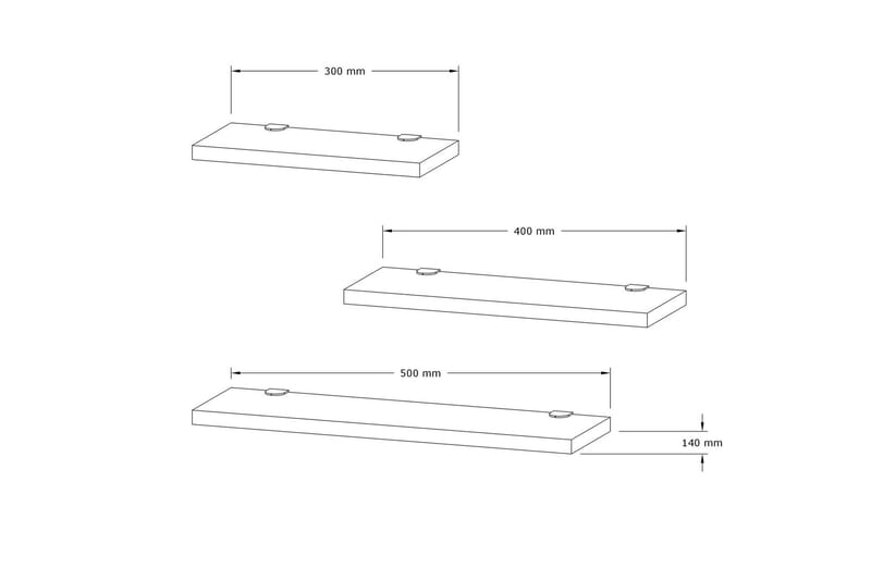 Cordin Vegghylle 2x30 cm 3-pk - Hvit - Oppbevaring - Hyller - Vegghylle