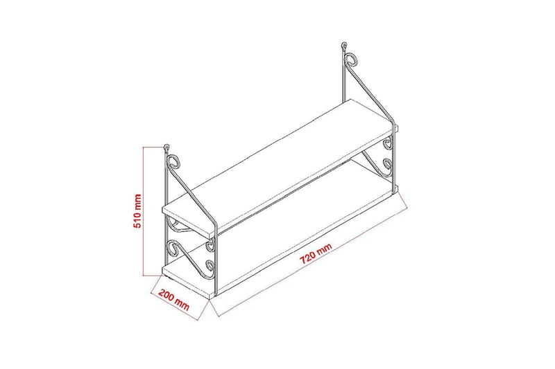 Decormet Vegghylle 2 Hyller - Brun - Oppbevaring - Hyller - Vegghylle