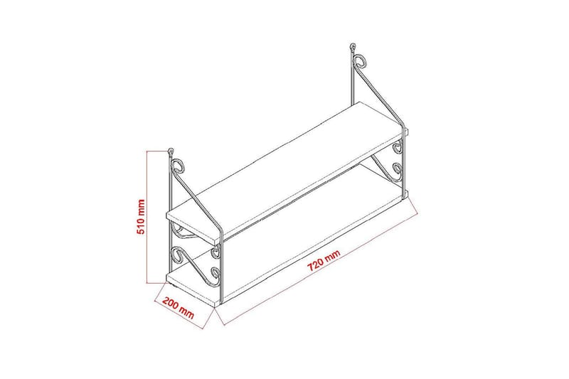 Decormet Vegghylle 2 Hyller - Brun/Eik - Oppbevaring - Hyller - Vegghylle