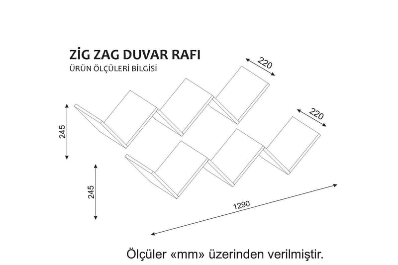 Decormet Vegghylle W-form - Hvit/Oransje - Vegghylle