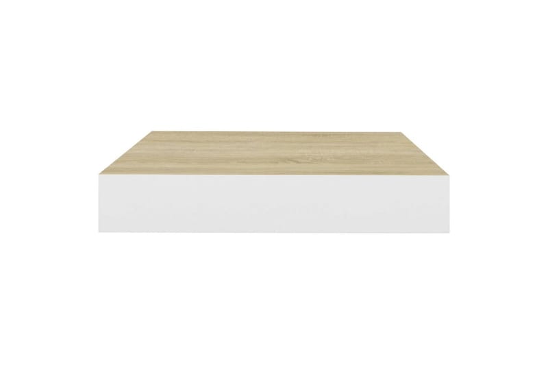 Flytende vegghylle eik og hvit 23x23,5x3,8 cm MDF - Hvit - Oppbevaring - Hyller - Vegghylle