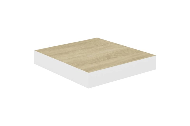 Flytende vegghylle eik og hvit 23x23,5x3,8 cm MDF - Hvit - Oppbevaring - Hyller - Vegghylle