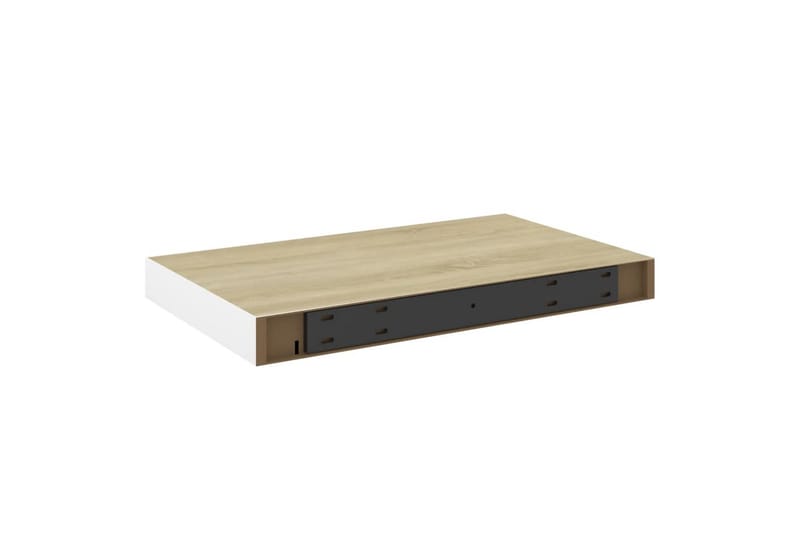 Flytende vegghylle eik og hvit 40x23x3,8 cm MDF - Hvit - Oppbevaring - Hyller - Vegghylle