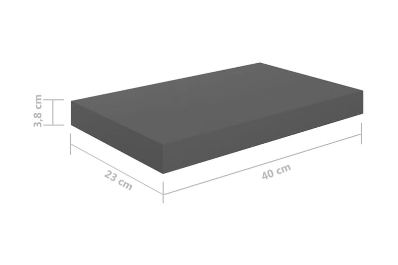 Flytende vegghylle høyglans grå 40x23x3,8 cm MDF - Oppbevaring - Hyller - Vegghylle