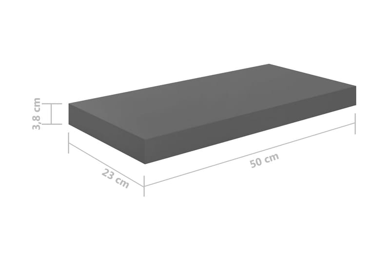 Flytende vegghylle høyglans grå 50x23x3,8 cm MDF - Oppbevaring - Hyller - Vegghylle