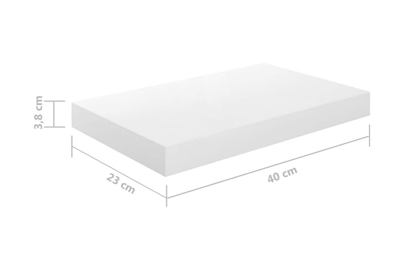 Flytende vegghylle høyglans hvit 40x23x3,8 cm MDF - Oppbevaring - Hyller - Vegghylle