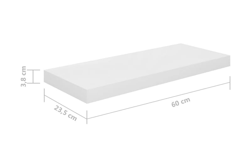 Flytende vegghylle høyglans hvit 60x23,5x3,8 cm MDF - Oppbevaring - Hyller - Vegghylle