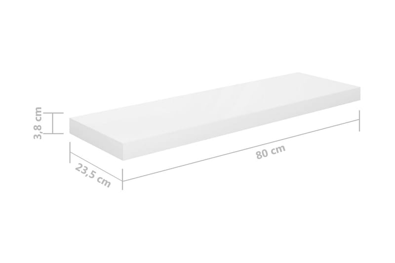 Flytende vegghylle høyglans hvit 80x23,5x3,8 cm MDF - Oppbevaring - Hyller - Vegghylle