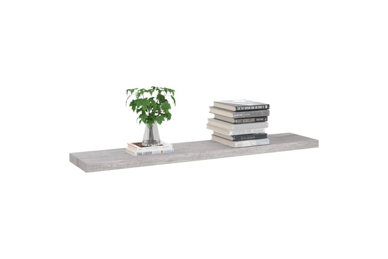 Flytende vegghyller 2 stk betonggrå 120x23,5x3,8 cm MDF - Grå - Oppbevaring - Hyller - Vegghylle