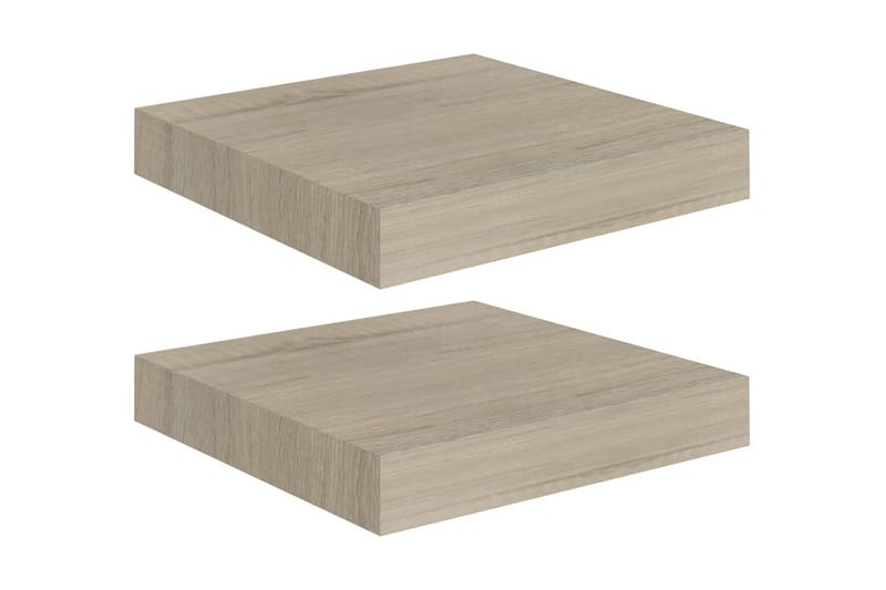 Flytende vegghyller 2 stk eik 23x23,5x3,8 cm MDF - Oppbevaring - Hyller - Vegghylle