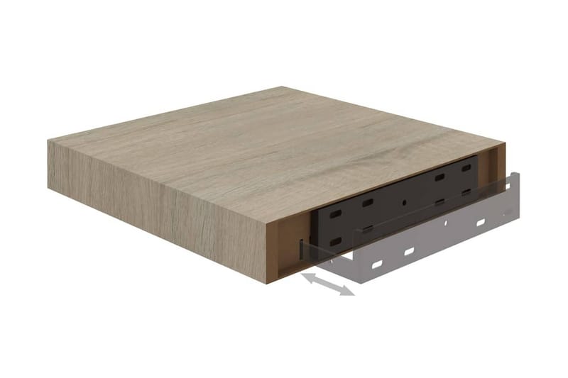 Flytende vegghyller 2 stk eik 23x23,5x3,8 cm MDF - Oppbevaring - Hyller - Vegghylle