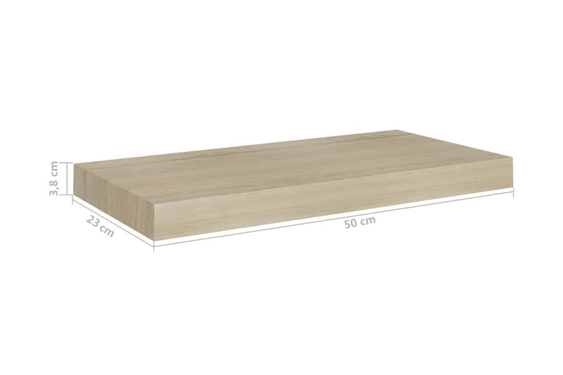 Flytende vegghyller 2 stk eik 50x23x3,8 cm MDF - Oppbevaring - Hyller - Vegghylle