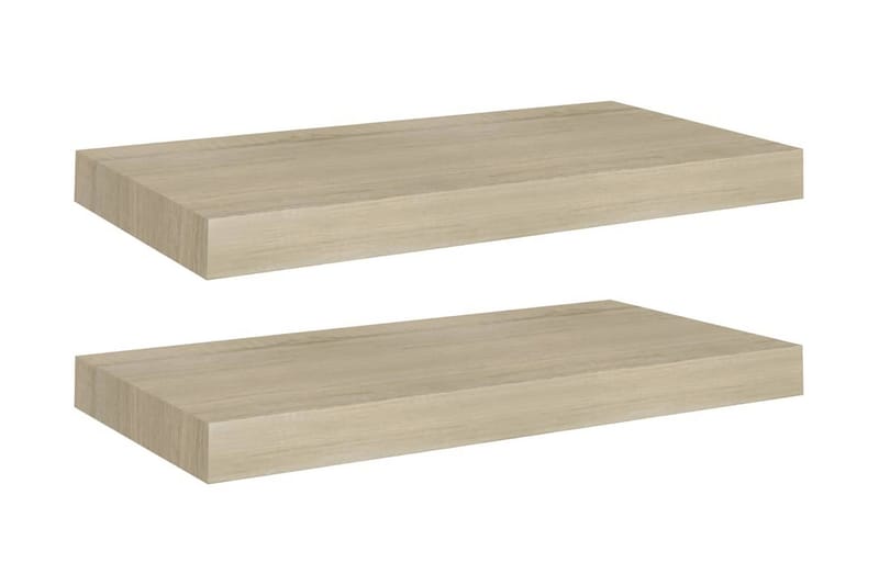 Flytende vegghyller 2 stk eik 50x23x3,8 cm MDF - Oppbevaring - Hyller - Vegghylle