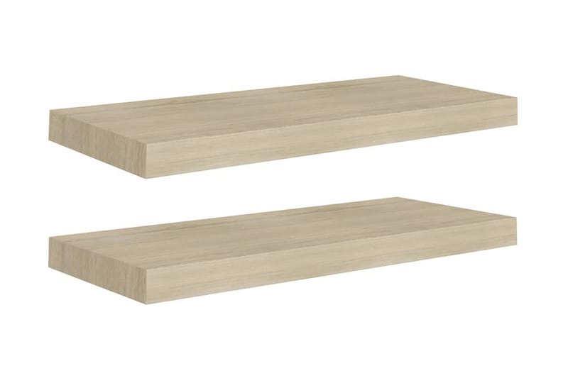 Flytende vegghyller 2 stk eik 60x23,5x3,8 cm MDF - Oppbevaring - Hyller - Vegghylle