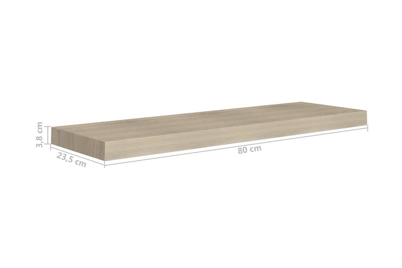 Flytende vegghyller 2 stk eik 80x23,5x3,8 cm MDF - Oppbevaring - Hyller - Vegghylle