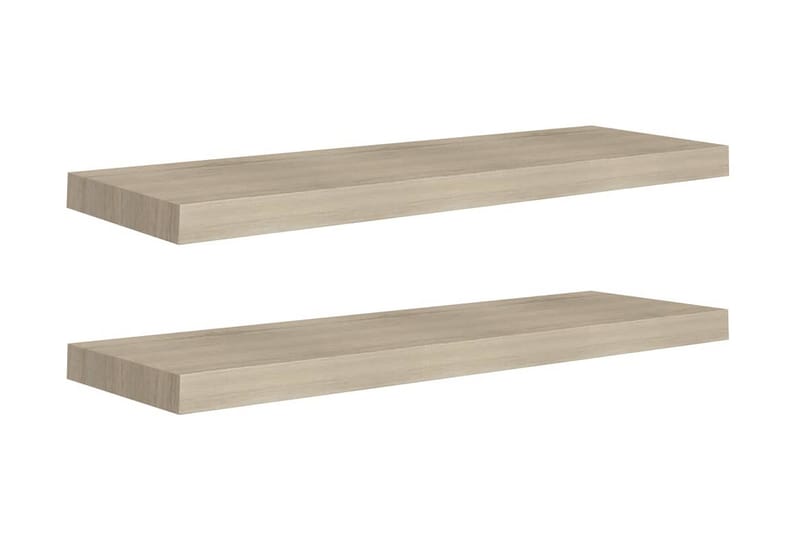 Flytende vegghyller 2 stk eik 80x23,5x3,8 cm MDF - Oppbevaring - Hyller - Vegghylle