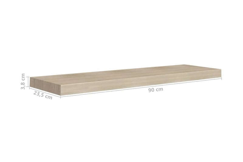 Flytende vegghyller 2 stk eik 90x23,5x3,8 cm MDF - Oppbevaring - Hyller - Vegghylle