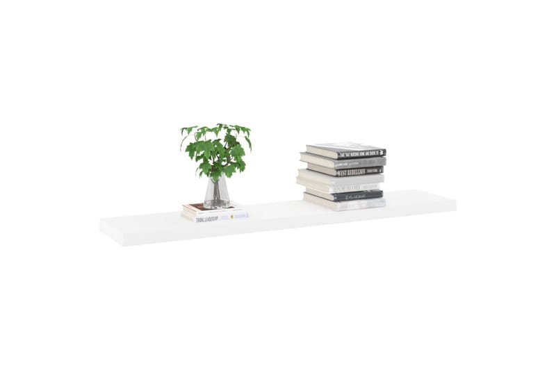 Flytende vegghyller 2 stk eik og hvit 120x23,5x3,8 cm MDF - Hvit - Oppbevaring - Hyller - Vegghylle