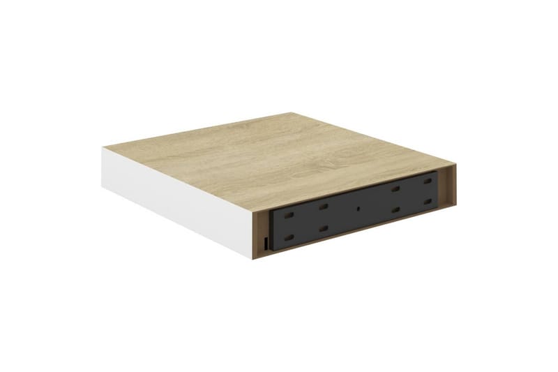 Flytende vegghyller 2 stk eik og hvit 23x23,5x3,8 cm MDF - Hvit - Oppbevaring - Hyller - Vegghylle