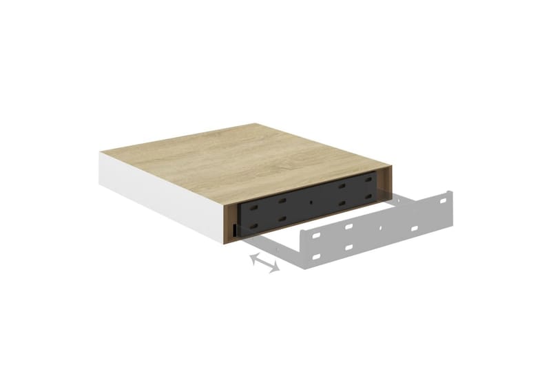 Flytende vegghyller 2 stk eik og hvit 23x23,5x3,8 cm MDF - Hvit - Oppbevaring - Hyller - Vegghylle