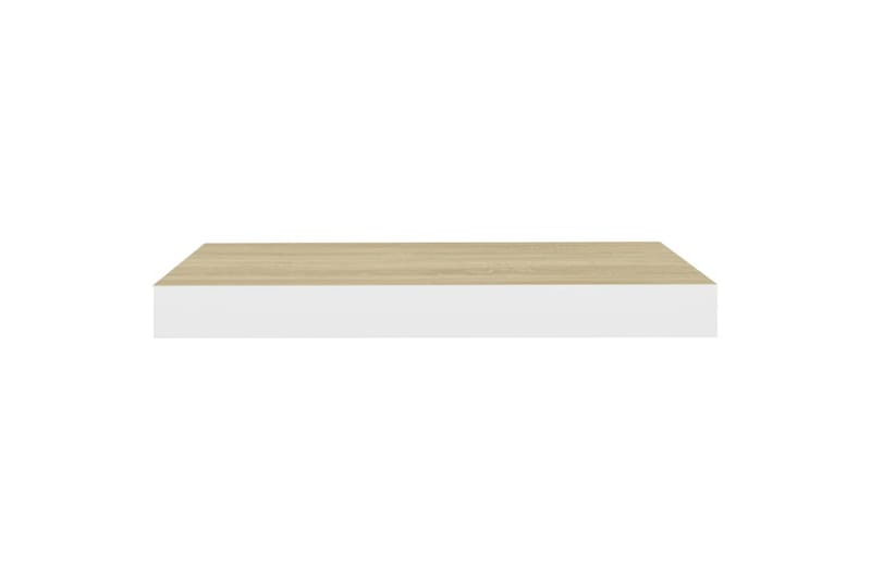 Flytende vegghyller 2 stk eik og hvit 40x23,5x3,8 cm MDF - Hvit - Oppbevaring - Hyller - Vegghylle