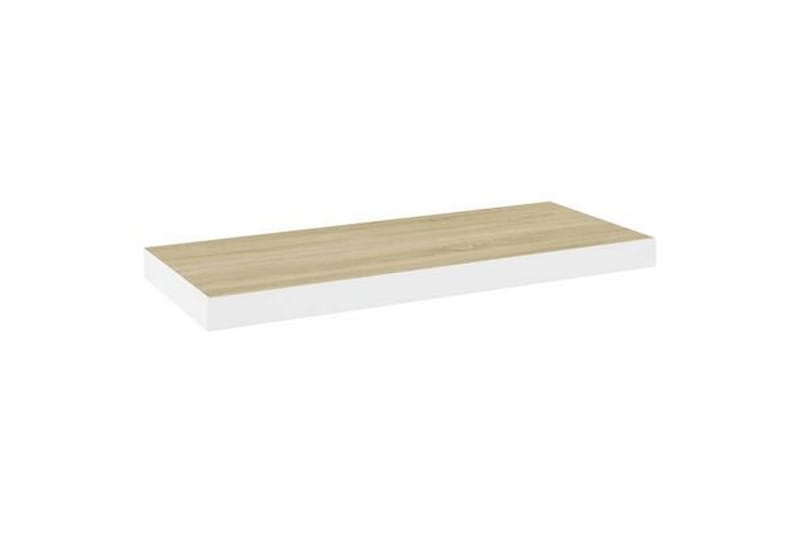 Flytende vegghyller 2 stk eik og hvit 60x23,5x3,8 cm MDF - Hvit - Oppbevaring - Hyller - Vegghylle