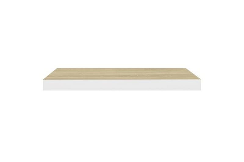 Flytende vegghyller 2 stk eik og hvit 60x23,5x3,8 cm MDF - Hvit - Oppbevaring - Hyller - Vegghylle