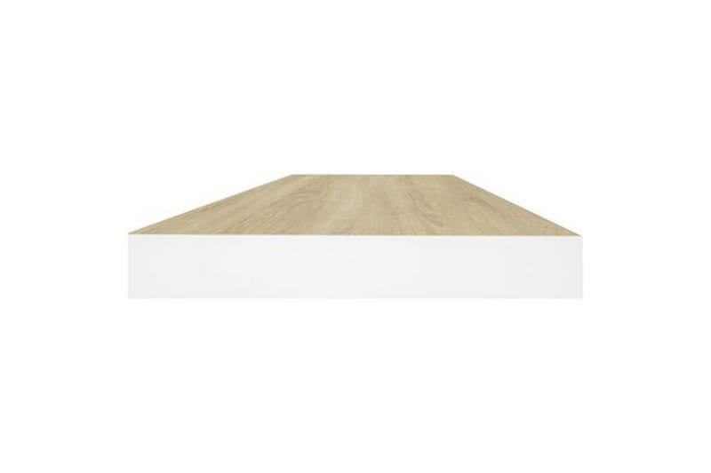 Flytende vegghyller 2 stk eik og hvit 60x23,5x3,8 cm MDF - Hvit - Oppbevaring - Hyller - Vegghylle